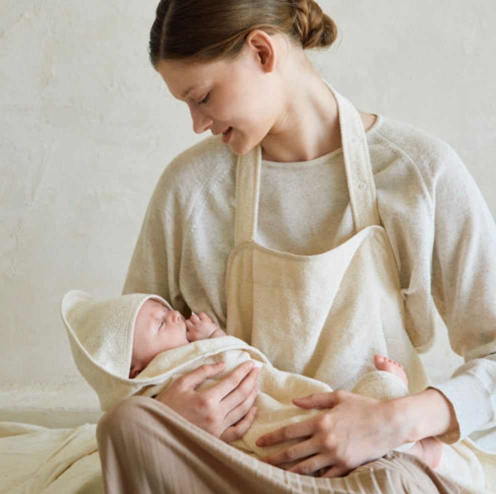 malang honey - Apron-style baby bath towel & newborn bio gauze